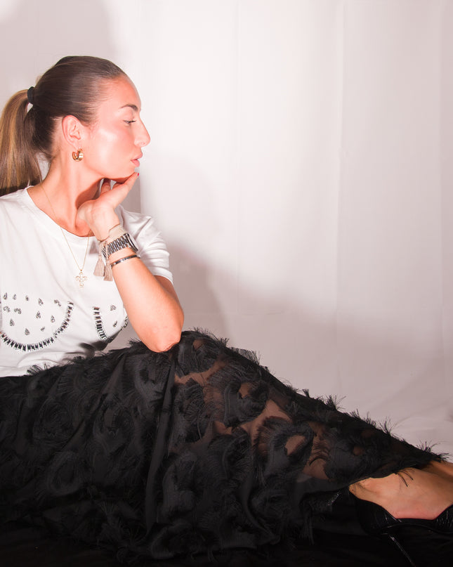 T-Shirt Blanc Strass